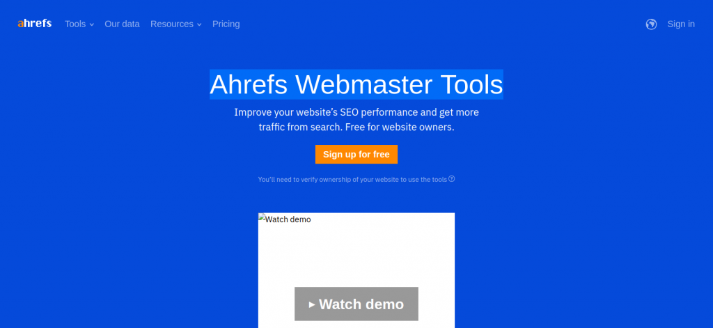 ahrefs-webmaster-tools
