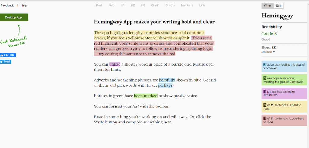 hemingway editor